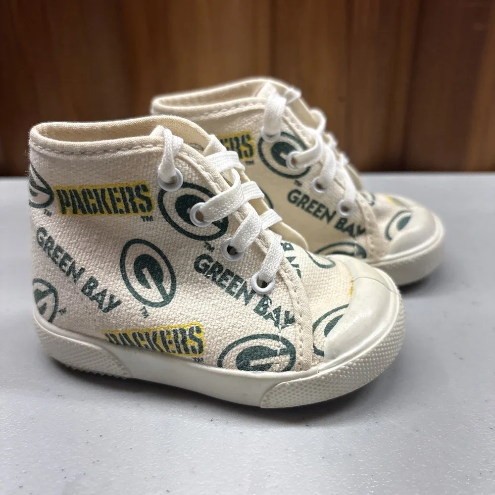 Green Bay Packers Baby High Top Shoes Size 1 Vintage Football USA Excellent